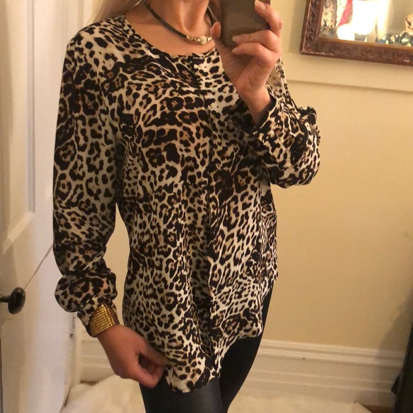 Cheetah blouse tunic L - Picture 2 of 5